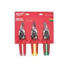 MILWAUKEE Set de foarfece pentru tăiat tablă, 3 piese de 260 mm (dreapta, stânga, dreaptă)