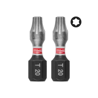 MILWAUKEE Set 3 bucăți vârf T20 x 25 mm Shockwave