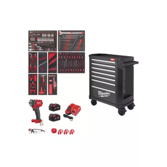   MILWAUKEE Căruț de scule 246 piese, 7 sertare, 30"/78 cm, gri grafit