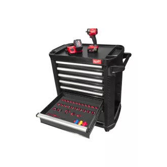   MILWAUKEE Căruț de scule 246 piese, 7 sertare, 30"/78 cm, gri grafit