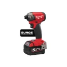 Șofer cu impact MILWAUKEE cu acumulator M18 FQID-502 x 1/4" HEX (2 x 5,0 Ah baterie + încărcător)