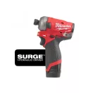 Șofer cu impact MILWAUKEE cu acumulator M12 FQID-202 x 1/4" HEX (2 x 2,0 Ah baterie + încărcător)