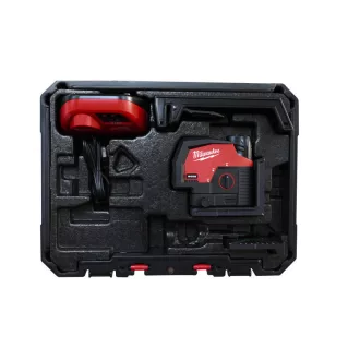   Laser M12 CLLP-301C cu linie încrucișată și punct încrucișată fără fir MILWAUKEE (1 baterie de 3,0 Ah + cablu de încărcare USB)