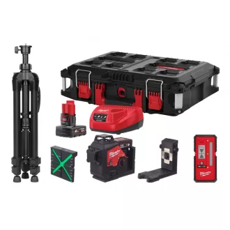   Kit laser cu 3 planuri fără fir MILWAUKEE M12 3PLKIT-401P (1 x baterie de 4,0 Ah + încărcător)