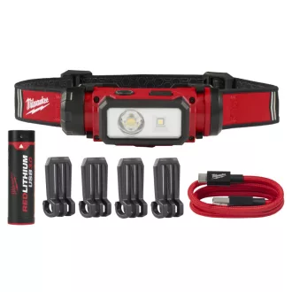   Lumină LED reîncărcabilă pentru cască MILWAUKEE L4HL2-301 (1 x baterie de 3,0 Ah + cablu de încărcare USB)