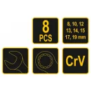 VOREL Set chei 8 piese 8-19 mm CrV
