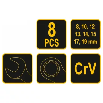 VOREL Set chei 8 piese 8-19 mm CrV