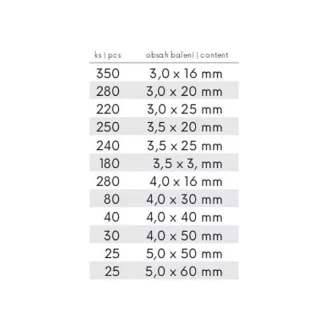 Set șuruburi pentru lemn 2000 buc 3,0-5,0 mm