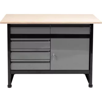   VOREL Banc de lucru cu rafturi 5 sertare 1 usa 1160 x 600 x 840 mm