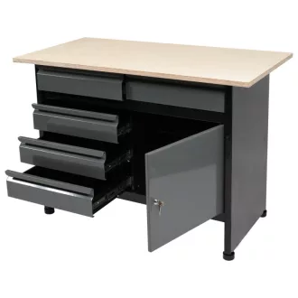   VOREL Banc de lucru cu rafturi 5 sertare 1 usa 1160 x 600 x 840 mm