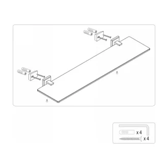FALA Raft baie sticla 520 mm Quad Chrome