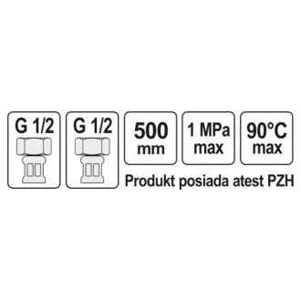   PERETE Conductă de conectare flexibilă 1/2" x 1/2" 500 mm interior-interior