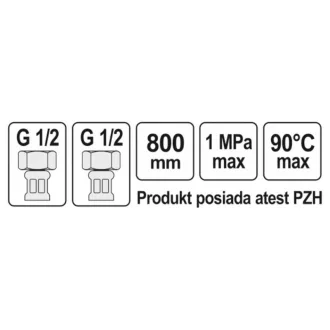  PERETE Conductă de conectare flexibilă 1/2" x 1/2" 800 mm interior-interior