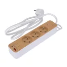 Prelungitor electric STHOR cu 3 prize, 1,4 m, cu aspect de lemn