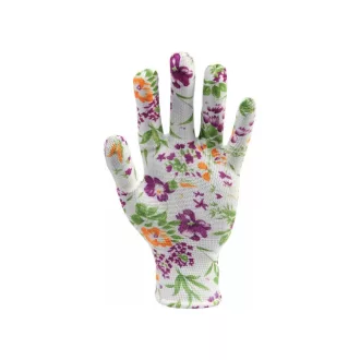   Mănuși de grădinărit FLO cu model de flori albe mărimea 8