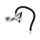 FALA Baterie chiuveta cu teava flexibila neagra montata pe perete + accesorii