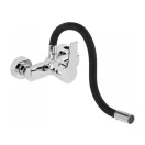FALA Baterie chiuveta cu teava flexibila neagra montata pe perete + accesorii