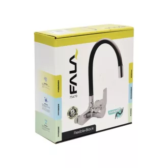   FALA Baterie chiuveta cu teava flexibila neagra montata pe perete + accesorii