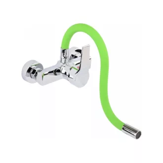   FALA Baterie chiuveta cu teava flexibila verde montata pe perete + accesorii