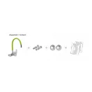 FALA Baterie chiuveta cu teava flexibila verde montata pe perete + accesorii