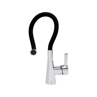 FALA Baterie chiuveta cu teava flexibila neagra + accesorii
