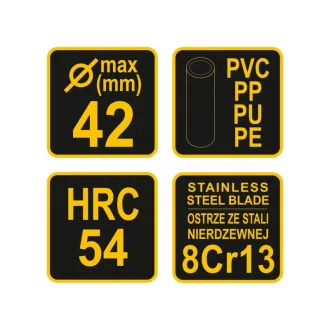 VOREL Foarfece tăiat țevi PVC 42 mm