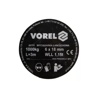 VOREL Palan cu lanț 1000 kg 3 m
