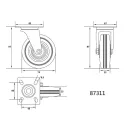 VOREL Furcă pivotantă industrială roată 75 mm 75 kg