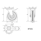 VOREL Roata industriala cu frana pivotanta 75 mm 40 kg
