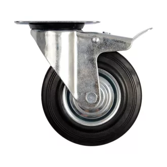   VOREL Roată industrială cu frână de furcă pivotantă 125 mm 100 kg