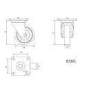 VOREL Furcă pivotantă industrială roată 50 mm 20 kg