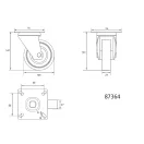 VOREL Furcă pivotantă industrială roată 125 mm 50 kg