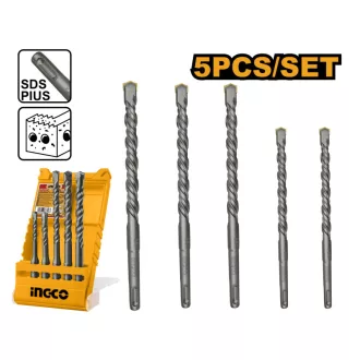INGCO Set de burghie pentru roci, 5 piese, 6-12 mm SDS-Plus