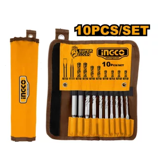   INGCO Set de burghie și dălți pentru roci 10 piese SDS-Plus