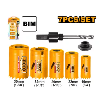 Set de freze bimetalice INGCO, 7 piese, 19-35 mm
