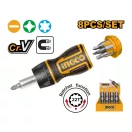 INGCO Set șurubelniță cu clichet 8 piese CrV
