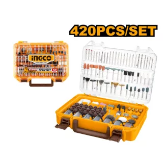 INGCO Set mini capete de slefuit cu ax 420 de piese