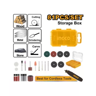 INGCO Set mini-capete de șlefuire cu tijă 81 piese