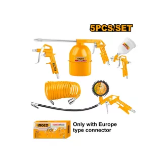 INGCO Set de pistol de aer pneumatic și duze, 5 piese