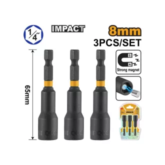 INGCO Șurubelniță de impact 8 mm (3 bucăți)