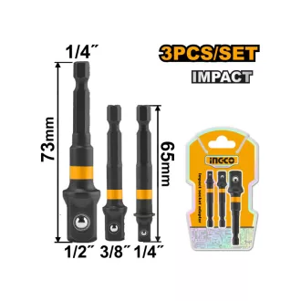   INGCO Adaptor pentru cheie tubulară 3 piese 1/4" Hex-->1/2", 1/4", 3/8"