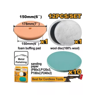INGCO Set 12 discuri de lustruit cu velcro