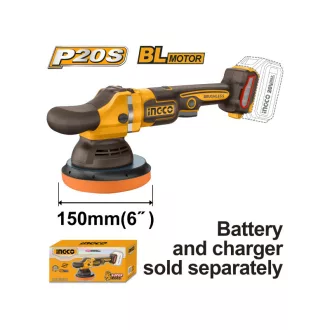   Polizor cu acumulator INGCO 150 mm fără perii de carbon 20 V (fără acumulator și încărcător)