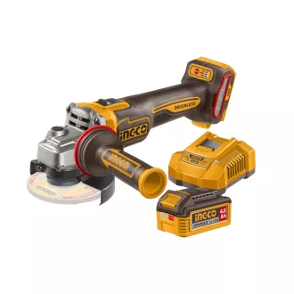   INGCO Polizor unghiular fără perii, 125 mm, 20 V (1 x acumulator 4,0 Ah + încărcător)