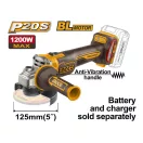 INGCO Polizor unghiular cu acumulator 125 mm fără perii 20 V (fără acumulator și încărcător)