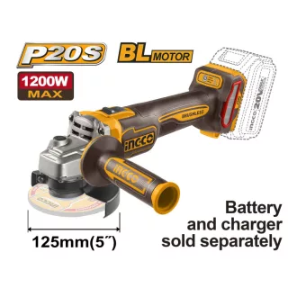   INGCO Polizor unghiular fără perii 125 mm 20 V (fără acumulator și încărcător)