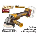 INGCO Polizor unghiular cu acumulator 115 mm fără perii 20 V (fără acumulator și încărcător)