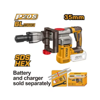   INGCO Ciocan demolator cu acumulator 16 J SDS-Hex fără perii 20 V (fără acumulator și încărcător)
