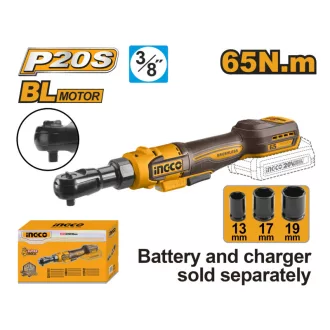   INGCO Șurubelniță cu impact pe acumulator 3/8", 65 Nm, fără perii, 20 V (fără acumulator și încărcător)