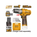 INGCO Mașină de găurit cu impact pe baterie 20 Nm 12 V (2 x 1,5 Ah baterie, fără cablu de încărcare)